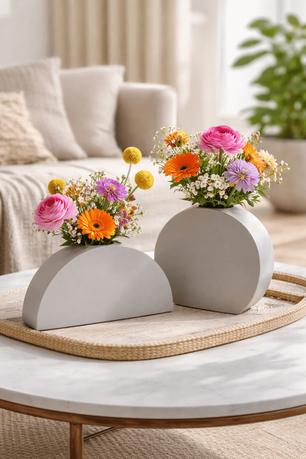 Sfeerfoto metalen Vaas Ovalle Set Ivory